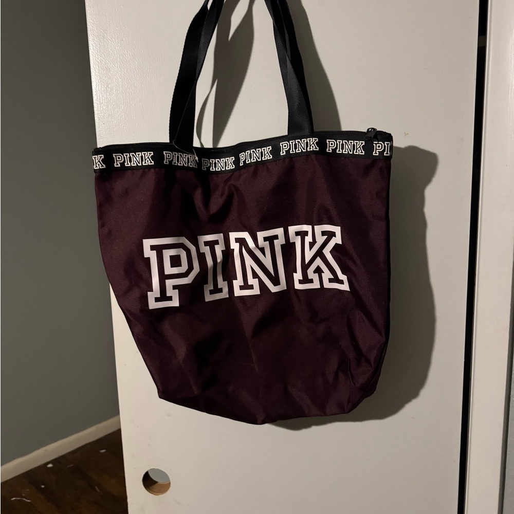 PINK Victoria's Secret Deep Maroon Logo Tote